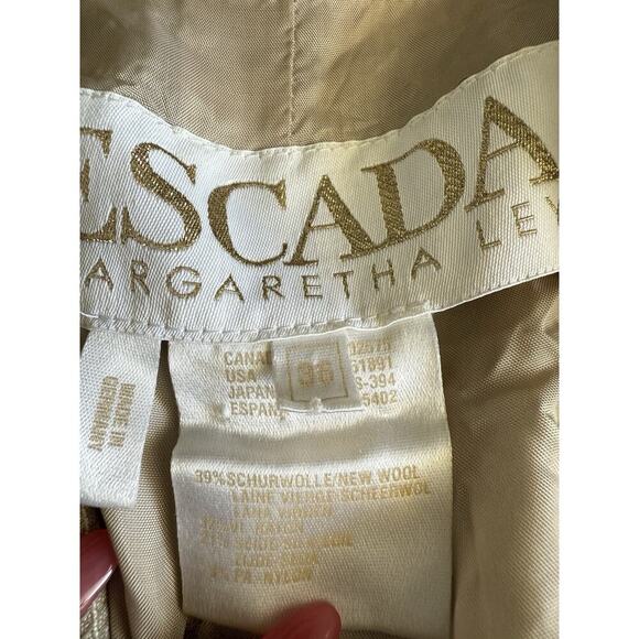 Escada Vintage Silk Wool Blazer Cream Beige Jacket Women Size 36 Office Preppy - Picture 7 of 10